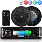 Pyle 1-Din Car Multimedia Player+Speakers, PLMRK47BK PLMRK47BK